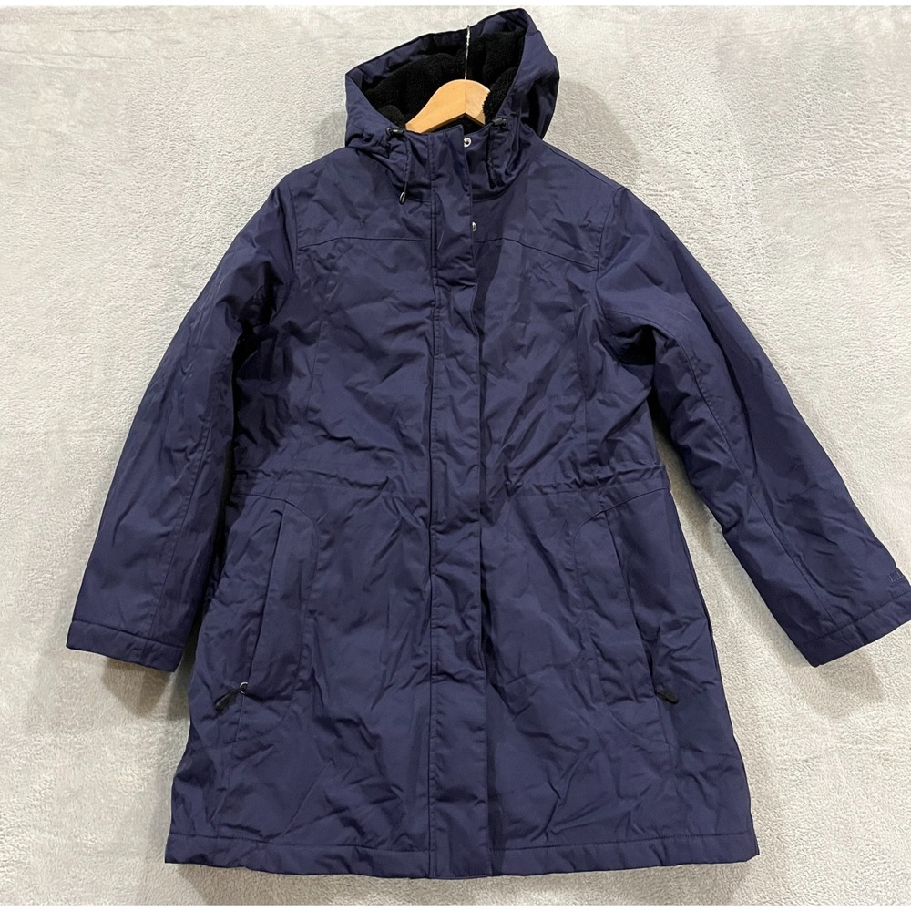 LL Bean Jacket Women's Medium Winter Warmer Hooded‎ Fleece Lined Coat 271140